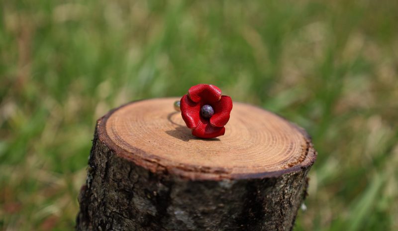 bague ajustable rouge et pierre de sang, cuir à tannage végétal pleine fleur, l'Âge du Cuir, maroquinerie artisanale, Dordogne, France