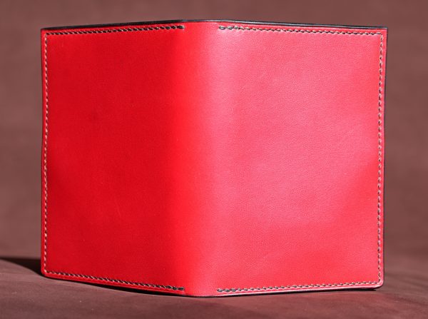 portefeuille, porte-carte, rouge, noir, ouvert dos, cuir, cuir à tannage végétal, artisanat, l'Âge du Cuir, France