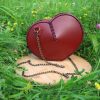 sac cœur l'Amoureuse, cuir à tannage végétal pleine fleur, l'Âge du Cuir, maroquinerie artisanale, Dordogne, France