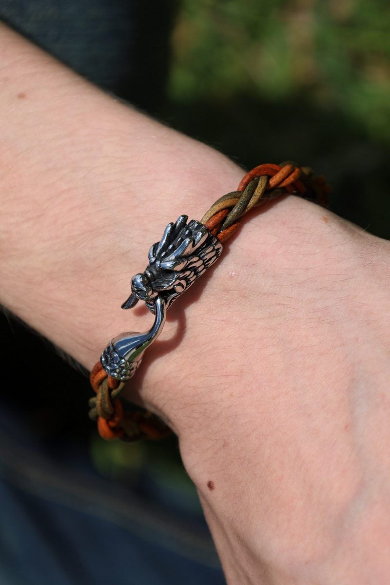 bracelet dragon, cuir végétal, l'âge du cuir, maroquinerie artisanale, dordogne, france
