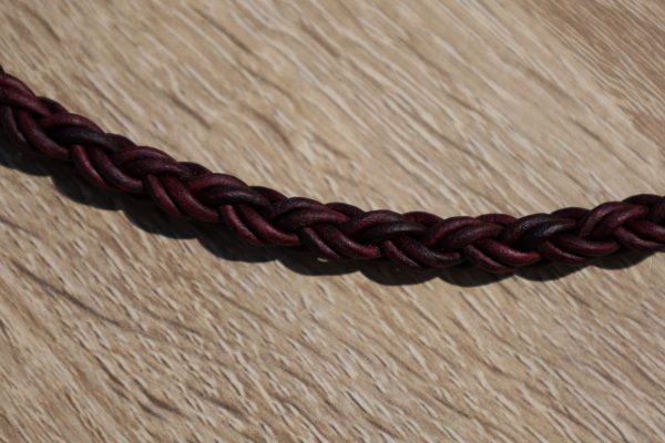bracelet tressé bicolore acajou, cuir végétal, l'âge du cuir, maroquinerie artisanale, dordogne, france