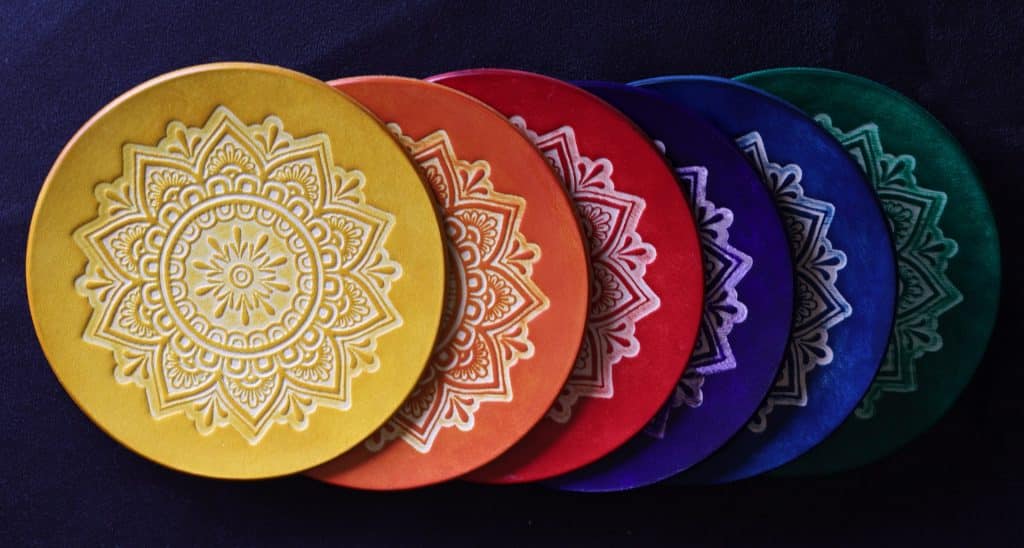 sous verre mandala, cuir végétal, l'âge du cuir, maroquinerie artisanale, Dordogne, France