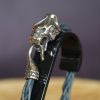 bracelet homme cuir tressé tigre bleu, cuir végétal, l'âge du cuir, maroquinerie artisanale, Dordogne, France