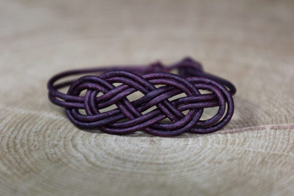 bracelet nœud marin, cuir de vache pleine fleur à teinture naturellel, l'âge du cuir, maroquinerie artisanale, Dordogne, France