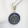 boucle d oreille arbre de vie bleu rond, argent, l'âge du cuir, maroquinerie artisanale éthique et responsable, dordogne, france