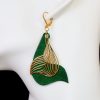 boucles d'oreilles pendantes feuille verte, tannage végétal, l'âge du cuir, maroquinerie artisanale éthique et responsable, dordogne, france