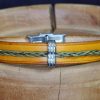 bracelet jaune et vert perle triple Alvegrønn, tannage végétal, l'âge du cuir, maroquinerie artisanale éthique et responsable, Dordogne, France