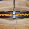 bracelet viking acajou jaune perle triple Skoglys, tannage végétal, l'âge du cuir, maroquinerie artisanale éthique et responsable, Dordogne, France