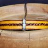 bracelet viking jaune et marron perle triple Gulldálk, tannage végétal, l'âge du cuir, maroquinerie artisanale éthique et responsable, Dordogne, France