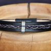 bracelet viking noir perle triple Dökkbånd, tannage végétal, l'âge du cuir, maroquinerie artisanale éthique et responsable, Dordogne, France