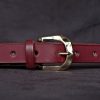 ceinture femme 23A Orane cherry, tannage végétal, l'âge du cuir, maroquinerie artisanale éthique et responsable, Dordogne, France