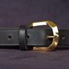 ceinture femme 23A Orane ébène, tannage végétal, l'âge du cuir, maroquinerie artisanale éthique et responsable, Dordogne, France