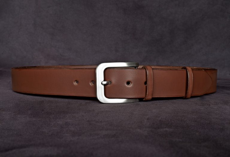 ceinture homme Braxus 40O tobacco, tannage végétal, l'âge du cuir, maroquinerie artisanale éthique et responsable, Dordogne, France