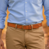 ceinture homme Altair noisette, situation, tannage végétal, l'Âge du Cuir, maroquinerie artisanale éthique et responsable, Dordogne, France