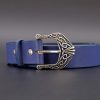 ceinture bleu femme Kalista, cuir tannage végétal, l'Âge du Cuir, maroquinerie artisanale éthique et responsable, France