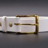 ceinture française blanche Montfort, tannage végétal, l'Âge du Cuir, maroquinerie artisanale éthique et responsable, fabrication française, Dordogne