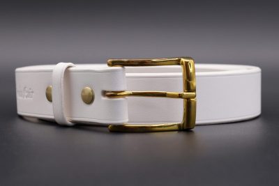 ceinture française blanche Montfort, tannage végétal, l'Âge du Cuir, maroquinerie artisanale éthique et responsable, fabrication française, Dordogne